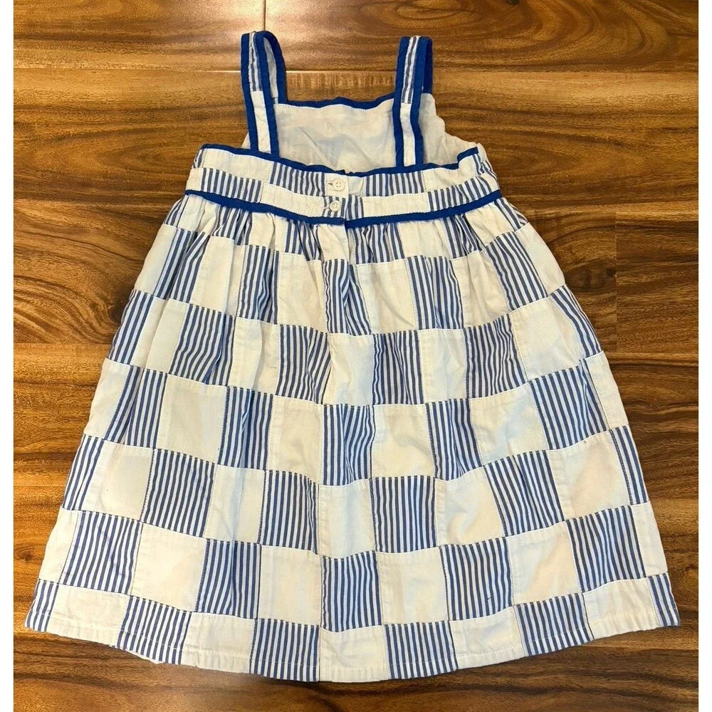 Baby Gap Poplin Patchwork Dress, Blue and White, Size 5T